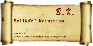 Balikó Krisztina névjegykártya