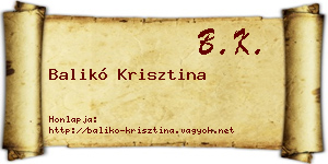 Balikó Krisztina névjegykártya